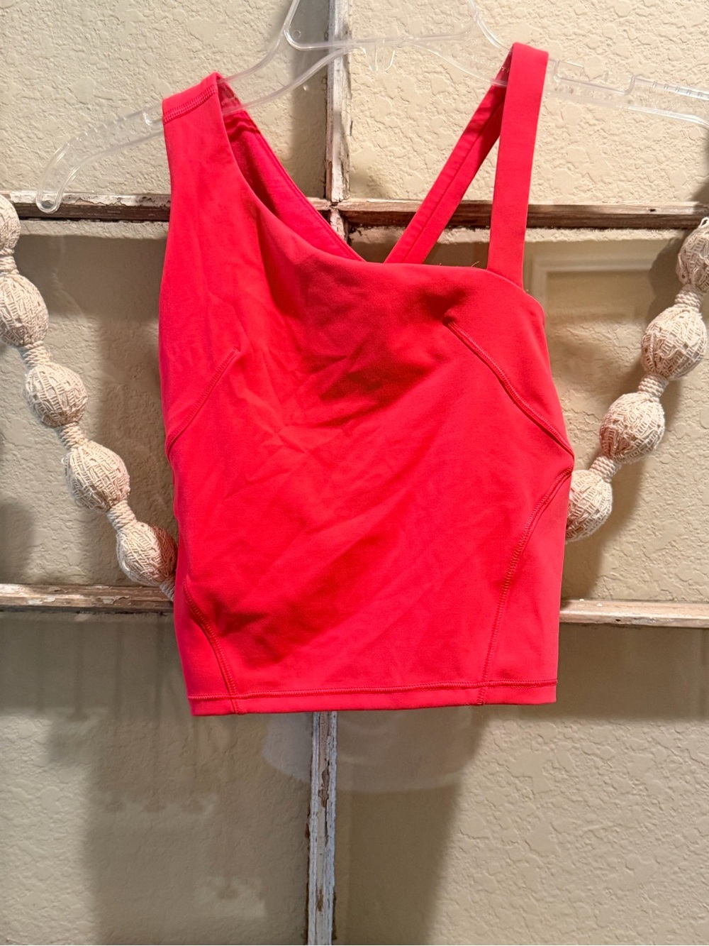 Lululemon Asymmetrical Tennis Tank Crop Built In Bra Hot Heat 0